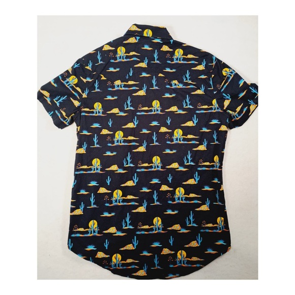 Rock & Roll Denim western shirt Black Shirt with Blue and Yellow Pattern - Picture 2 of 7